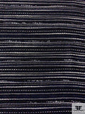 Italian Nubby Striped Wool Suiting - Navy / Black / White