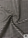 Italian Stripe Textured Ladies Tweed Suiting - Black / Off-White / Grey