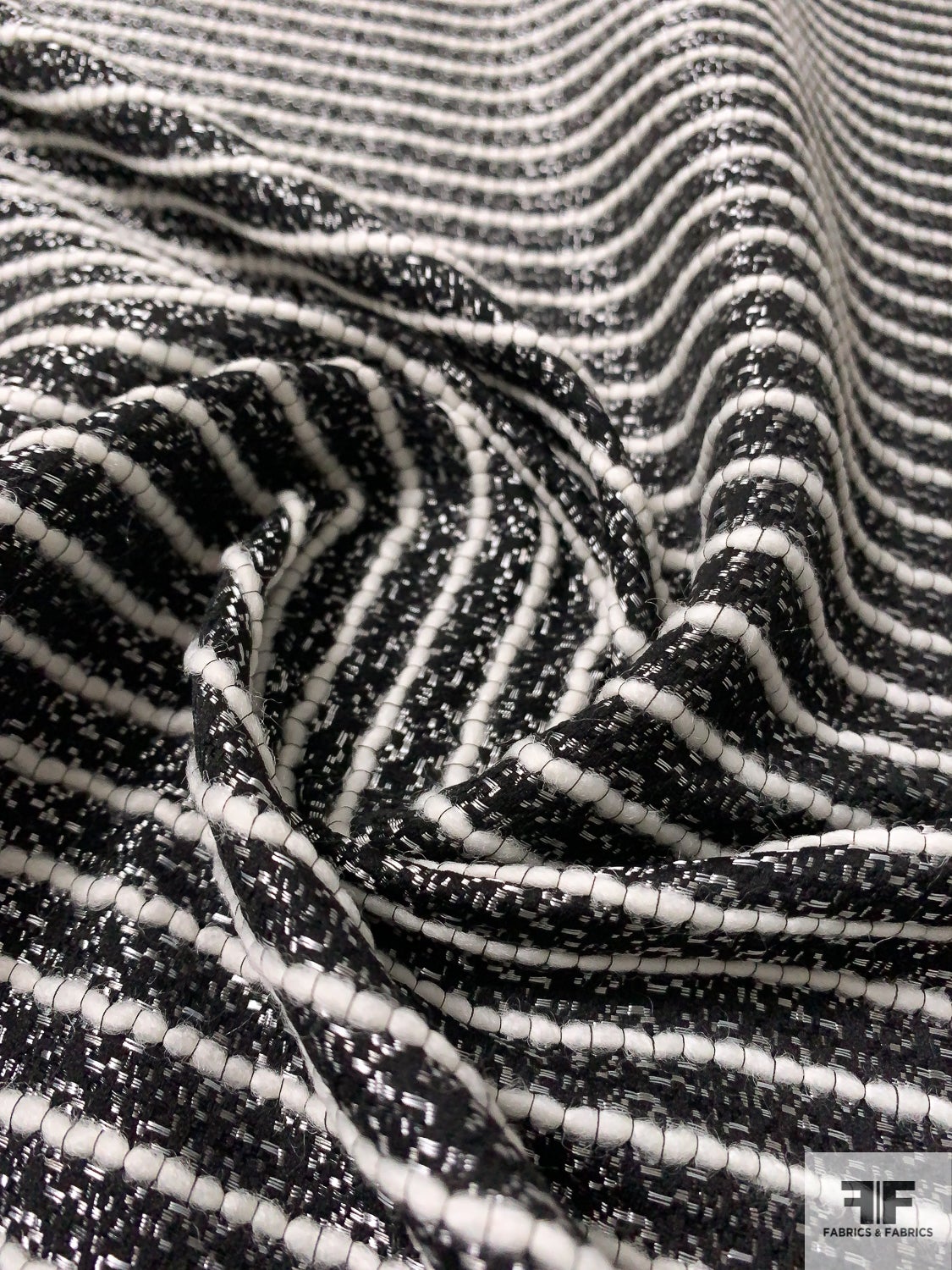 black and white striped knit fabric