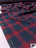 Italian Plaid Light Suiting Weight Wool Crepe - Red / Navy / Evergreen