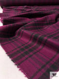 Italian Plaid Stretch Wool Suiting - Boysenberry / Black