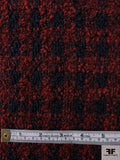 Italian Gingham Boucle Jacket Weight Coating - Brick Red / Navy