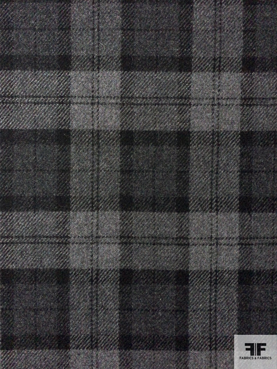 Italian Plaid Fine Wool Flannel Suiting - Grey / Black