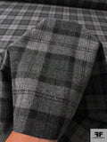 Italian Plaid Fine Wool Flannel Suiting - Grey / Black