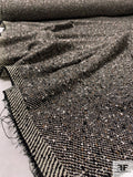 Italian Diagonal Weave Speckled Nub Ladies Suiting - Black / Off-White / Tan