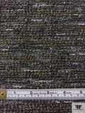 Italian Glam Wavy Striped Tweed Suiting with Lurex Fibers - Black / Grey / Antique Gold