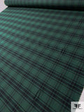 Italian Plaid Wool Flannel Suiting - Castleton Green / Black