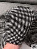 Italian Micro Houndstooth Ladies Wool Tweed Suiting - Black / Ivory