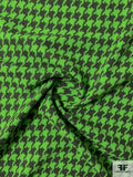 Italian Houndstooth Wool Blend Jacket Weight Suiting - Lizard Green / Onyx