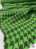 Italian Houndstooth Wool Blend Jacket Weight Suiting - Lizard Green / Onyx