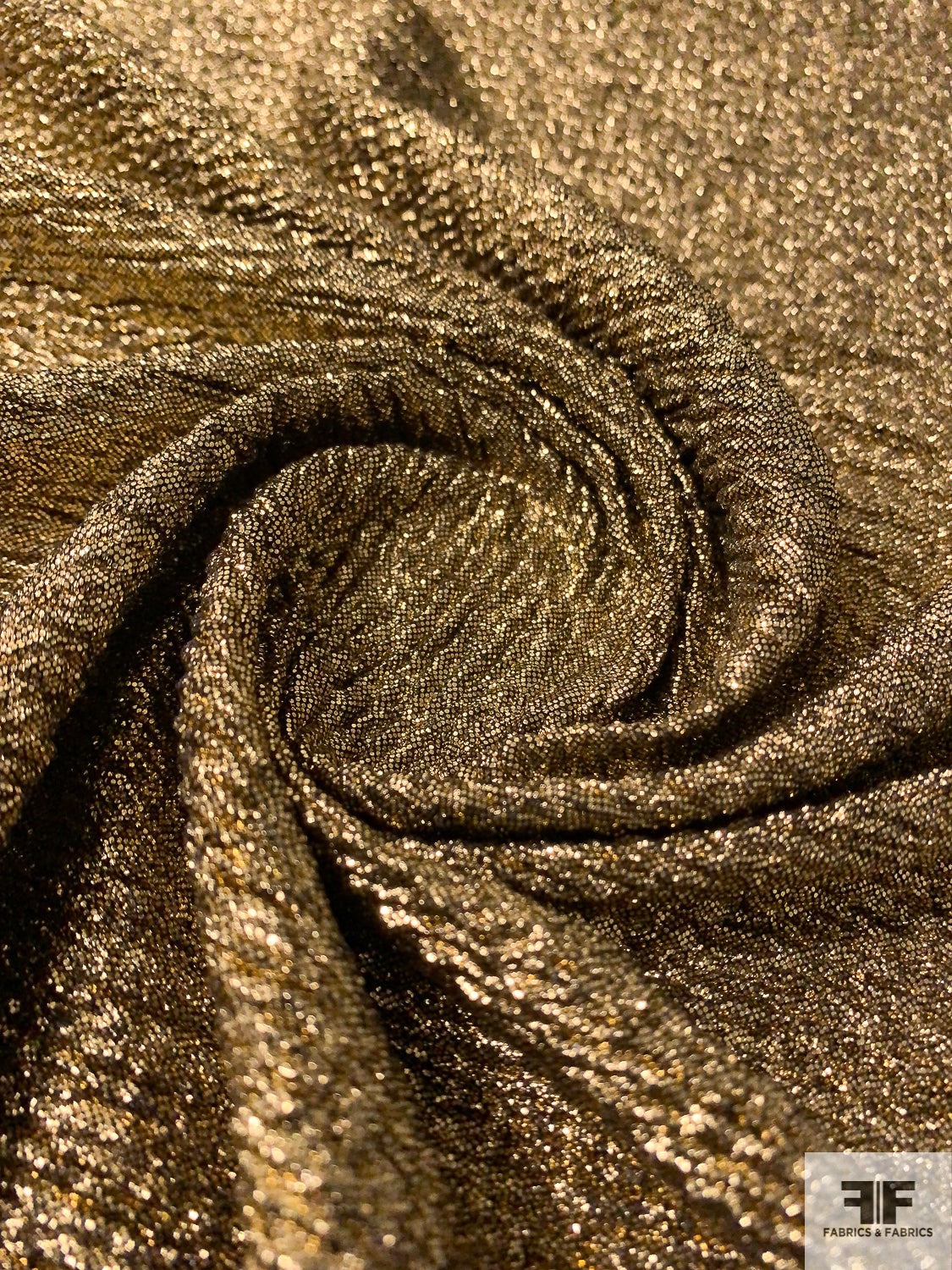 Crinkly Pleated Stretchy Lamé - Gold