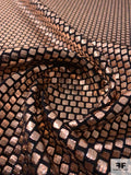 Foil Printed Squares on Stretch Knit - Rose Gold / Black