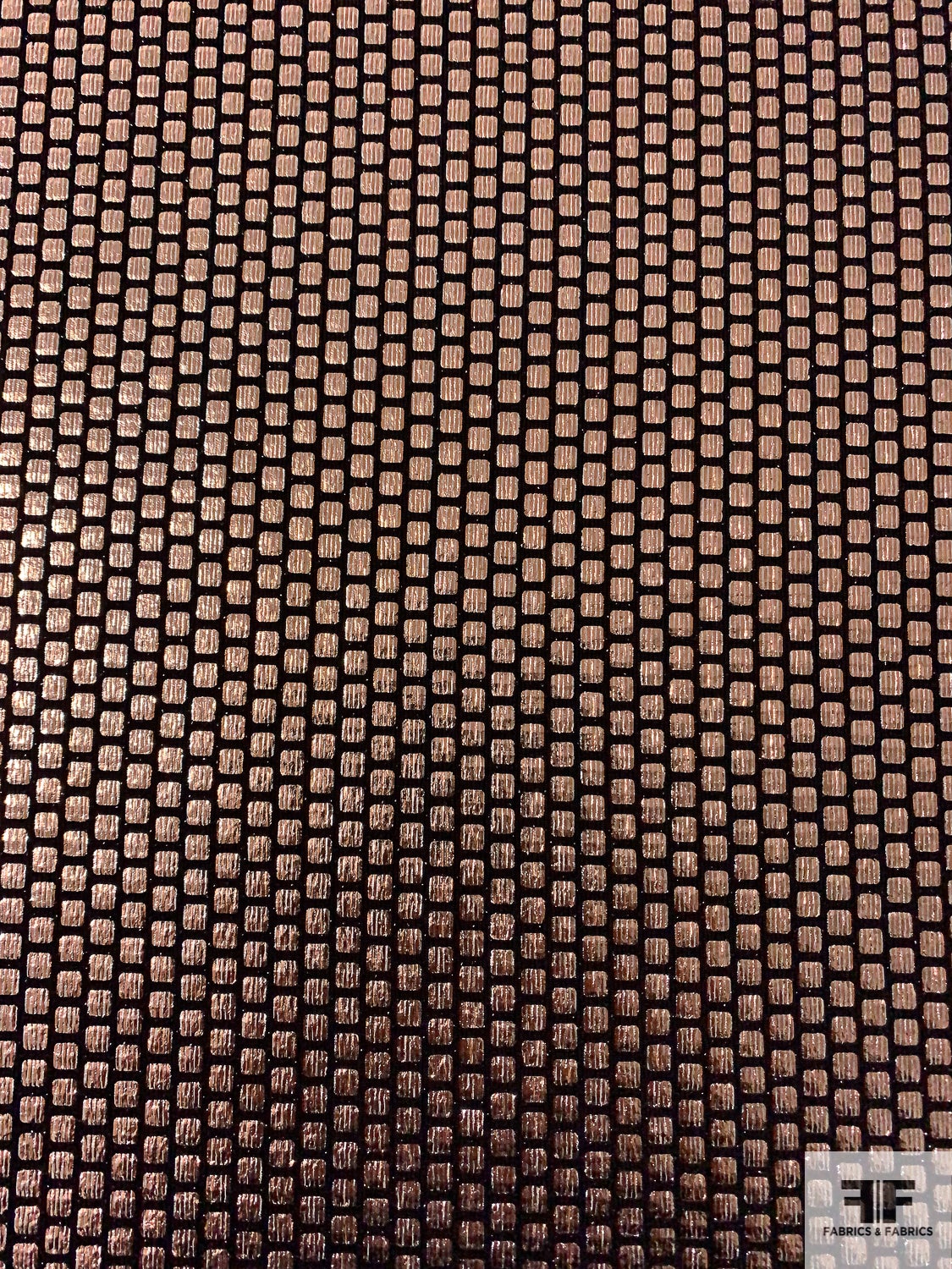 Foil Printed Squares on Stretch Knit - Rose Gold / Black