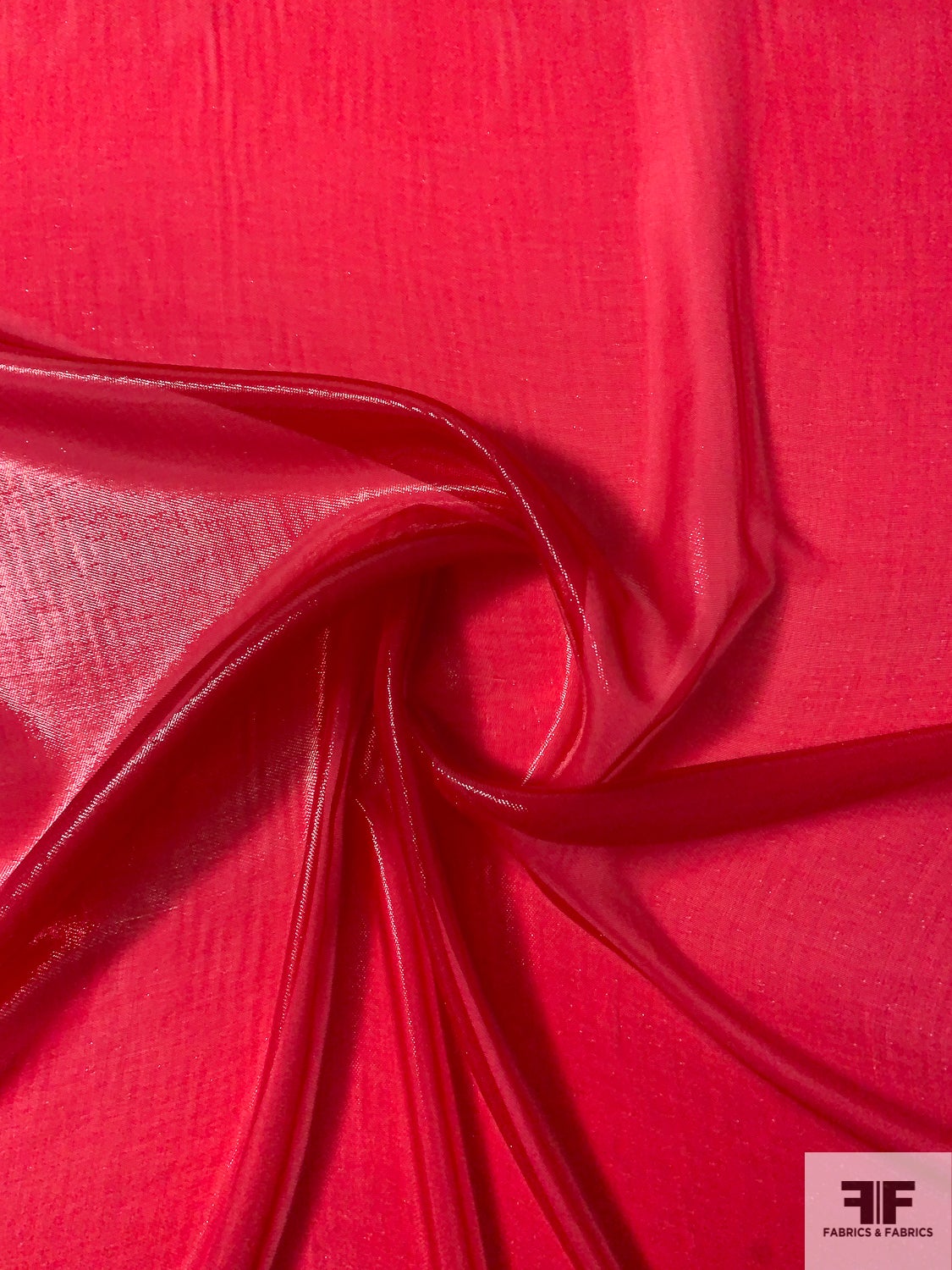 Italian Airy Sheer Silk-Poly Lamé - Cherry Red