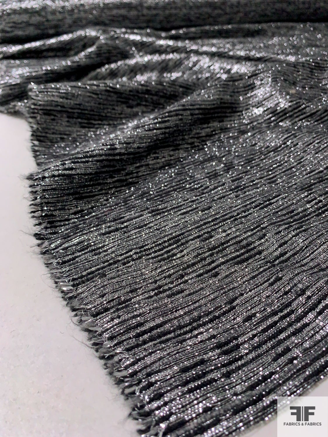 Italian Metallic Striped Lightweight Tweed Suiting - Silver / Black / Grey