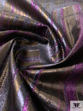 Italian Unique Raffia-Like Stiff Silk Lamé - Orchid Purple / Purple / Bronze