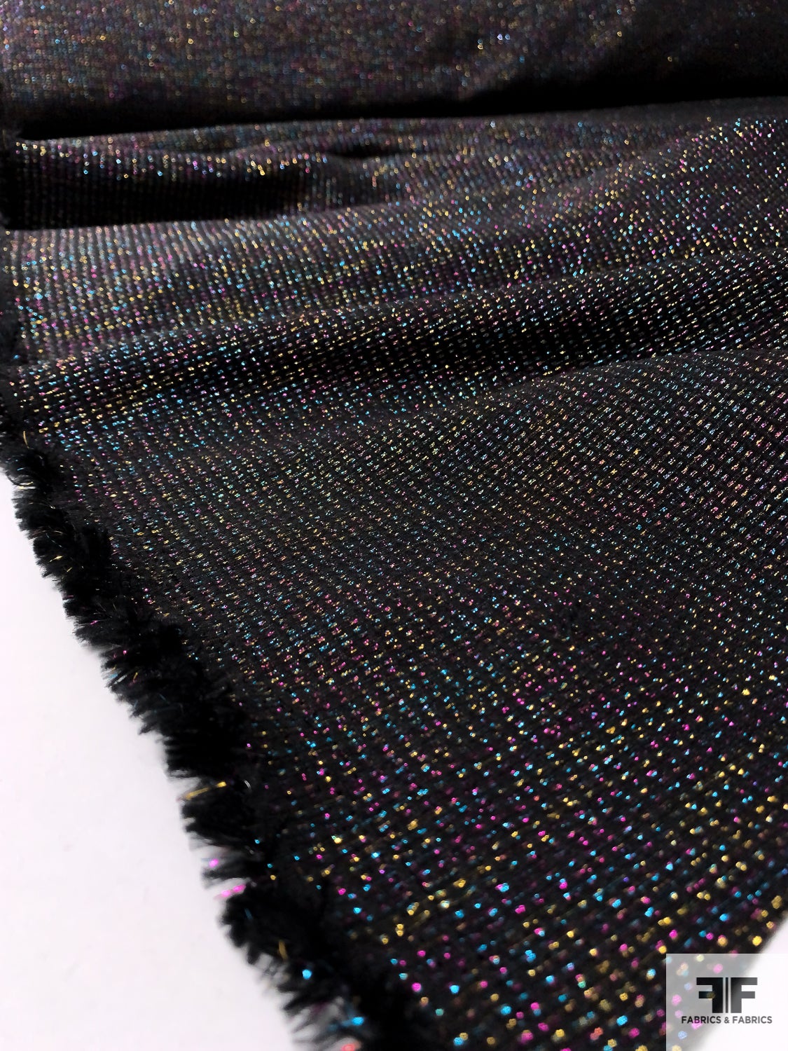 Honeycomb Pique Metallic Suiting with Vertical Stretch - Multicolor / Black