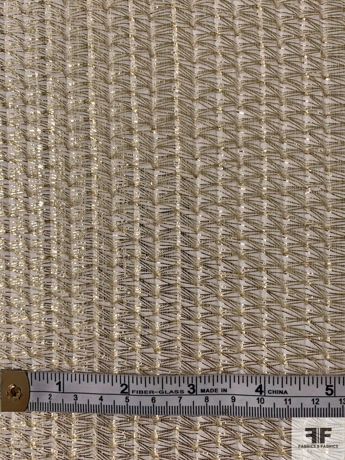 Italian Sheer Textured Organza with Gold Lamé Fibers - Gold / Off-White
