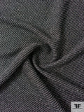 Italian Diagonal Striped Textured Lamé Suiting - Silver / Black