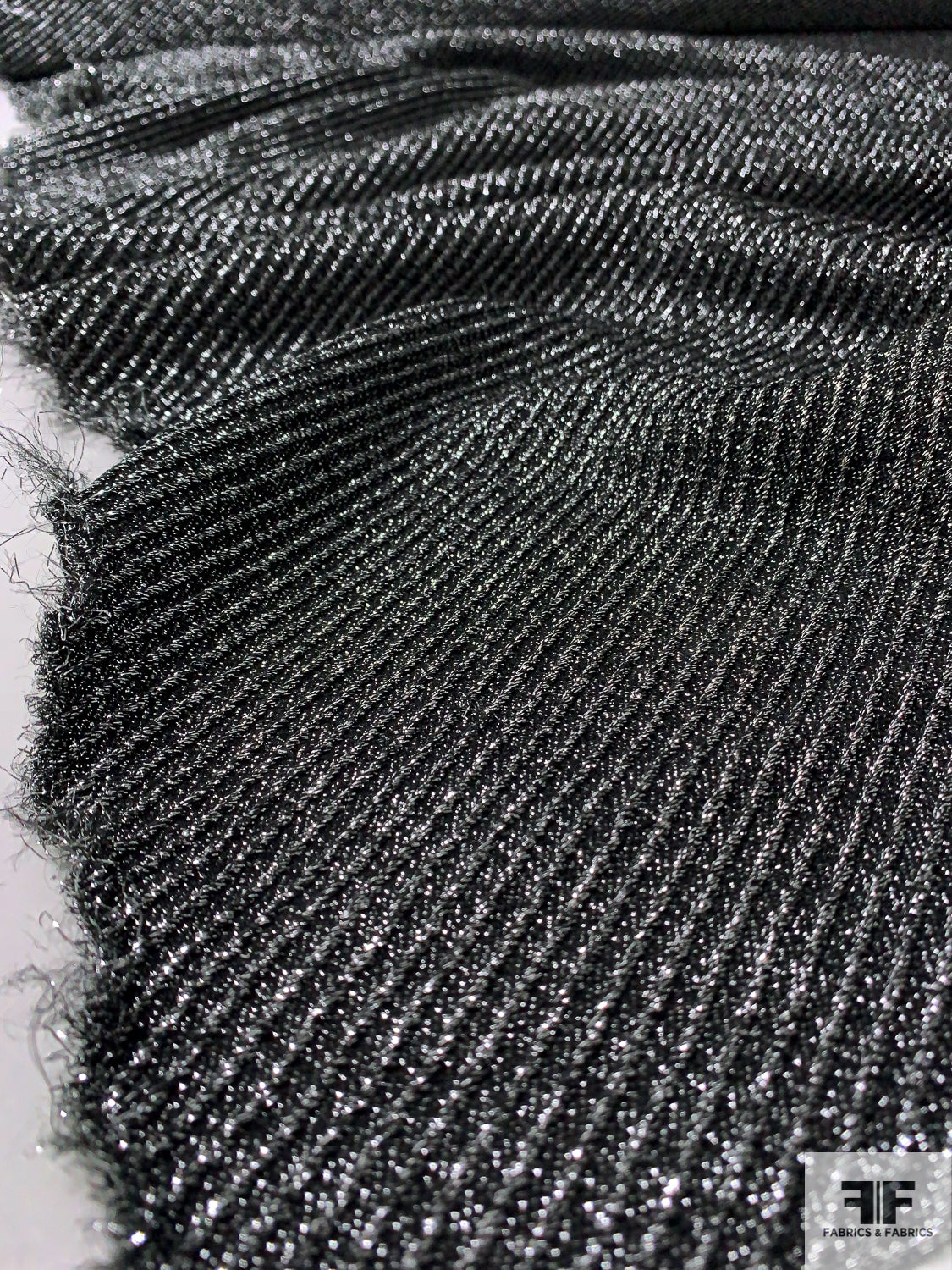 Italian Diagonal Striped Textured Lamé Suiting - Silver / Black