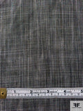 Italian Linen-Like Cotton with Lurex Stripes Lamé - Dark Navy / Grey / Gold