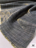Italian Linen-Like Cotton with Lurex Stripes Lamé - Dark Navy / Grey / Gold
