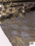Made in France Silk Chiffon with Metallic Hazy Crosshatch Pattern - Antique Gold / Black