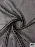 Italian Basketweave Viscose Gazar Floral Jacquard Lamé - Metallic Black