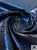 Italian Glam Striped Lamé - Metallic Blue / Cadet Grey / Black
