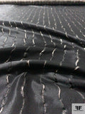 Italian Vertical Wavy Striped Slightly Textured Lamé - Metallic Golden Taupe / Black