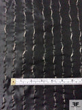 Italian Vertical Wavy Striped Slightly Textured Lamé - Metallic Golden Taupe / Black