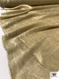 French Ralph Lauren Semi-Sheer Silk and Lurex Floral Jacquard Lamé - Antique Gold / Biscotti