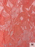 Floral Textured Brocade - Hot Orange-Coral / Light Pink