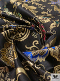 Italian Oriental Floral Silk Blend Metallic Brocade - Gold / Royal Blue / Raspberry / Black