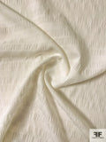 Italian Horizontal Textured Striped Drapey Jacquard Brocade - Off-White