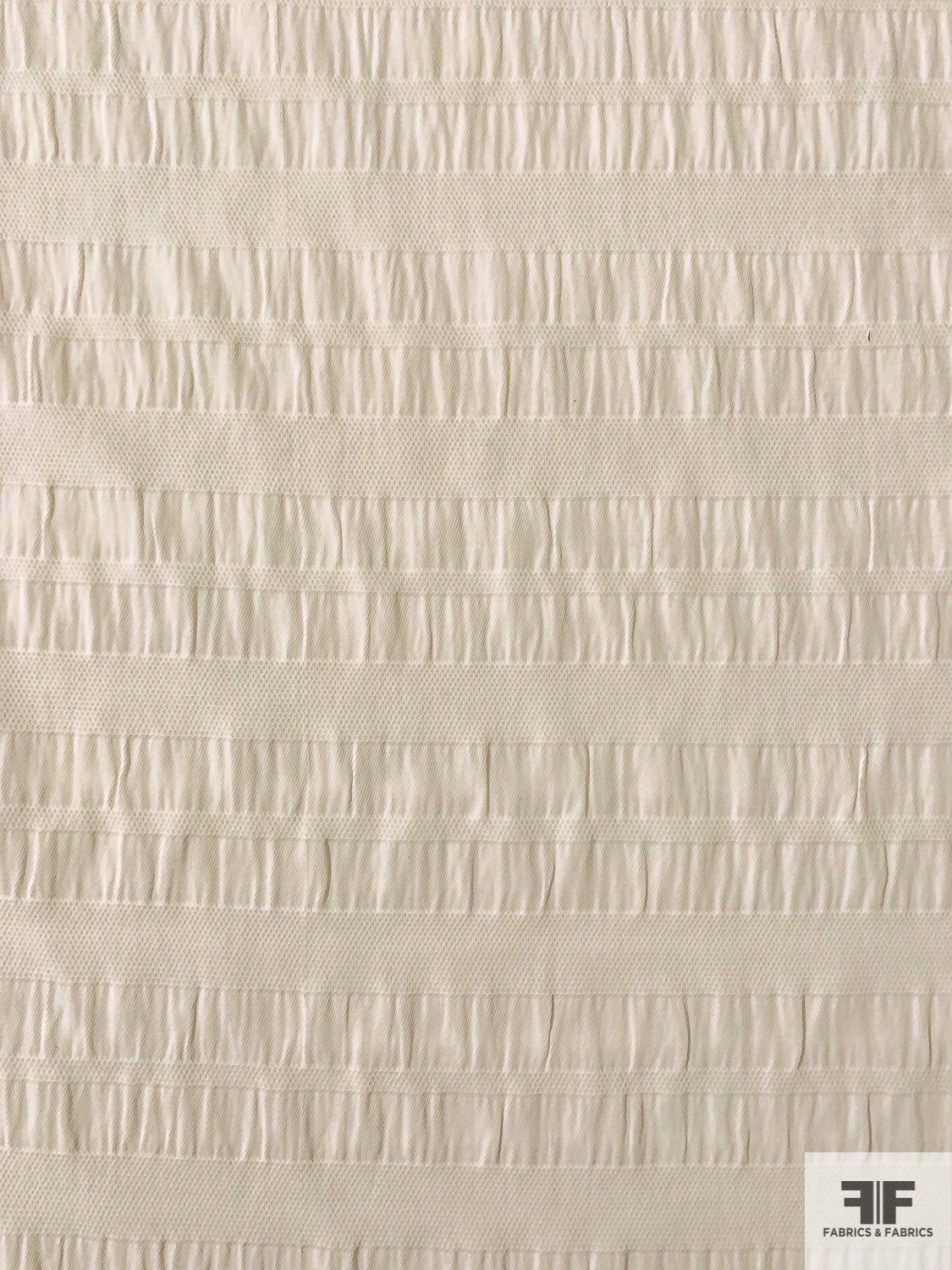 Italian Horizontal Textured Striped Drapey Jacquard Brocade - Off-White