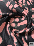 Italian Animal Pattern Silk Blend Jacquard Brocade - Pink / Black / Grey
