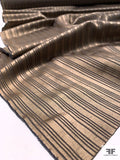 Italian Wool and Poly Vertical Satin Jacquard Striped Suiting - Smoke Taupe / Stone