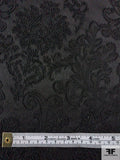 Italian Ornate Regal Damask-Like Textured Very Stretchy Brocade - Black