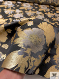 Italian Floral Satin Jacquard Brocade - Back / Gold / Greys