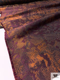Italian Abstract and Reversible Stiff Jacquard  Brocade - Brown / Copper / Plum Purple