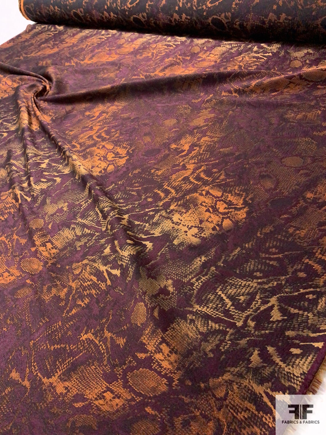 Pure Silk Brocade Fabric Rust,Copper & Purple color 44" BRO94 –