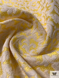 Italian Ornate Floral Vine Woven Slightly Textured Brocade - Summer Yellow / Off-White