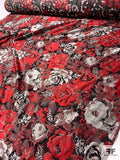 Dramatic Romantic Floral Jacquard Brocade - Red / Burgundy / Grey / Black