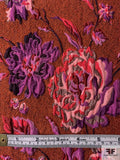 Italian Textured Floral Brocade with Slight Stretch - Burnt Orange / Orchid / Light Pink