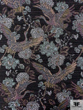 Italian Birds and Floral Tapestry-Look Brocade - Mint / Yellow / Pink / Black