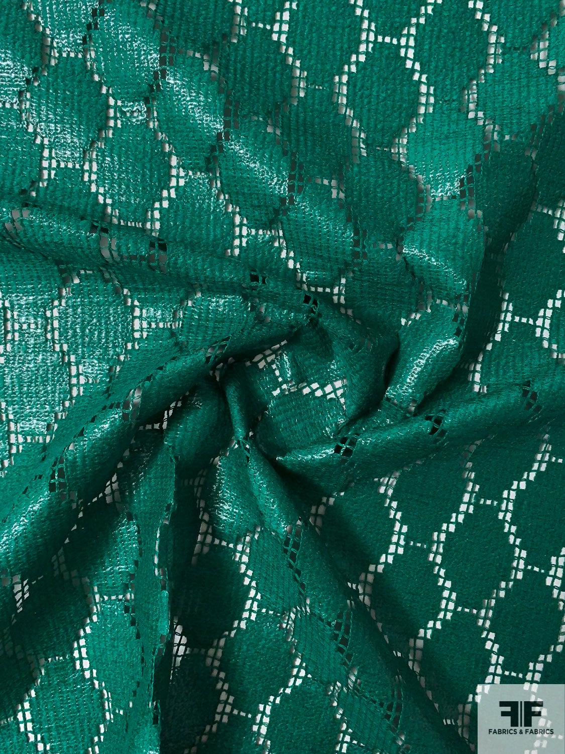 Italian Honeycomb Pattern Novelty Cotton Lace - Emerald Green