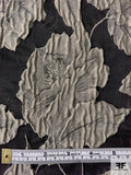 Italian Romantic Floral Textured Brocade - Stone Taupe / Black