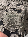 Italian Romantic Floral Textured Brocade - Stone Taupe / Black