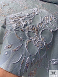 Made in Spain Glamorous Textured Floral Metallic Brocade - Muted Iced Lilac / Silver